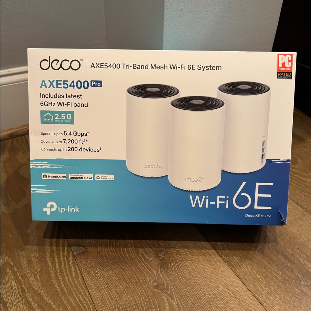 TP-Link Deco XE75 Pro Mesh Wi-Fi 6E System - White and Black